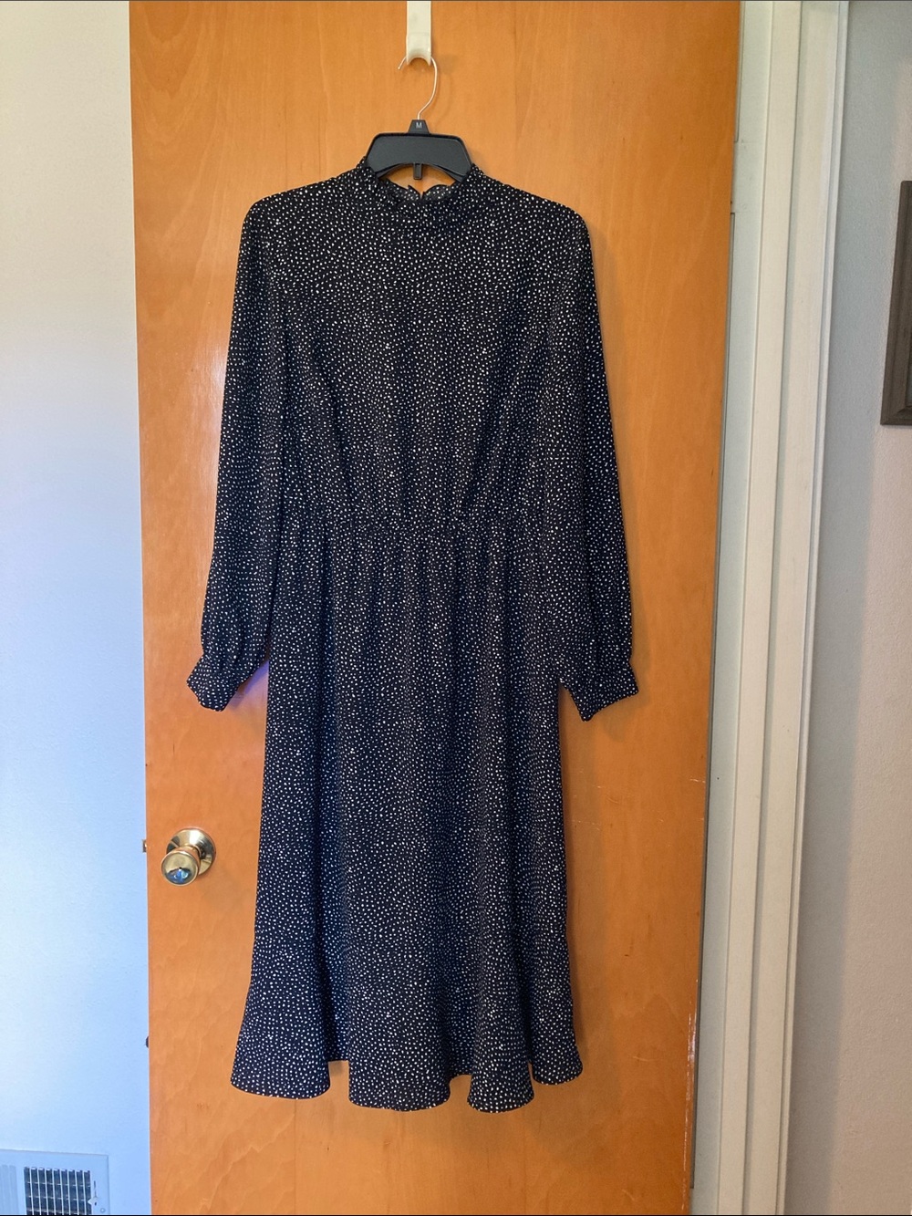 Papaya Black Polka Dot Long Sleeve Midi Dress